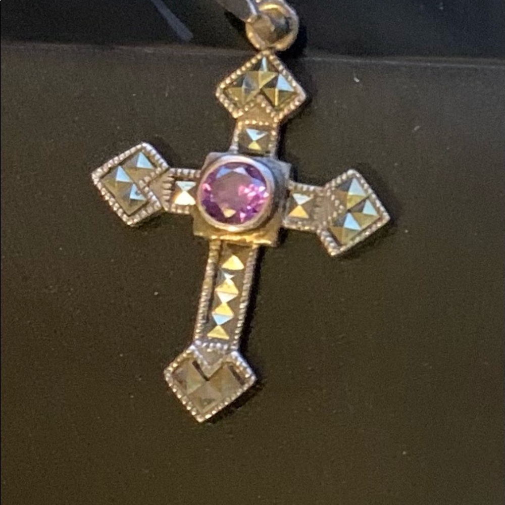 Amethyst and Marcasite Pendant